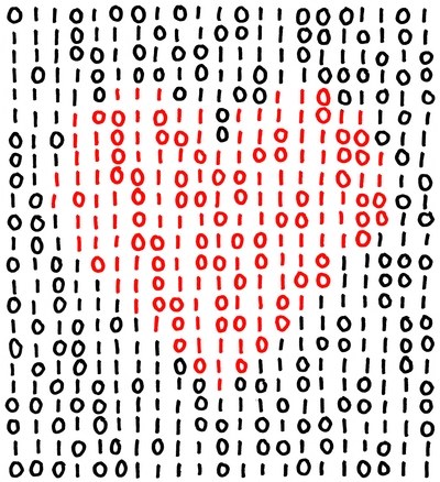 XKCD Comic #99 - Binary Heart: A binary representation forming a heart shape