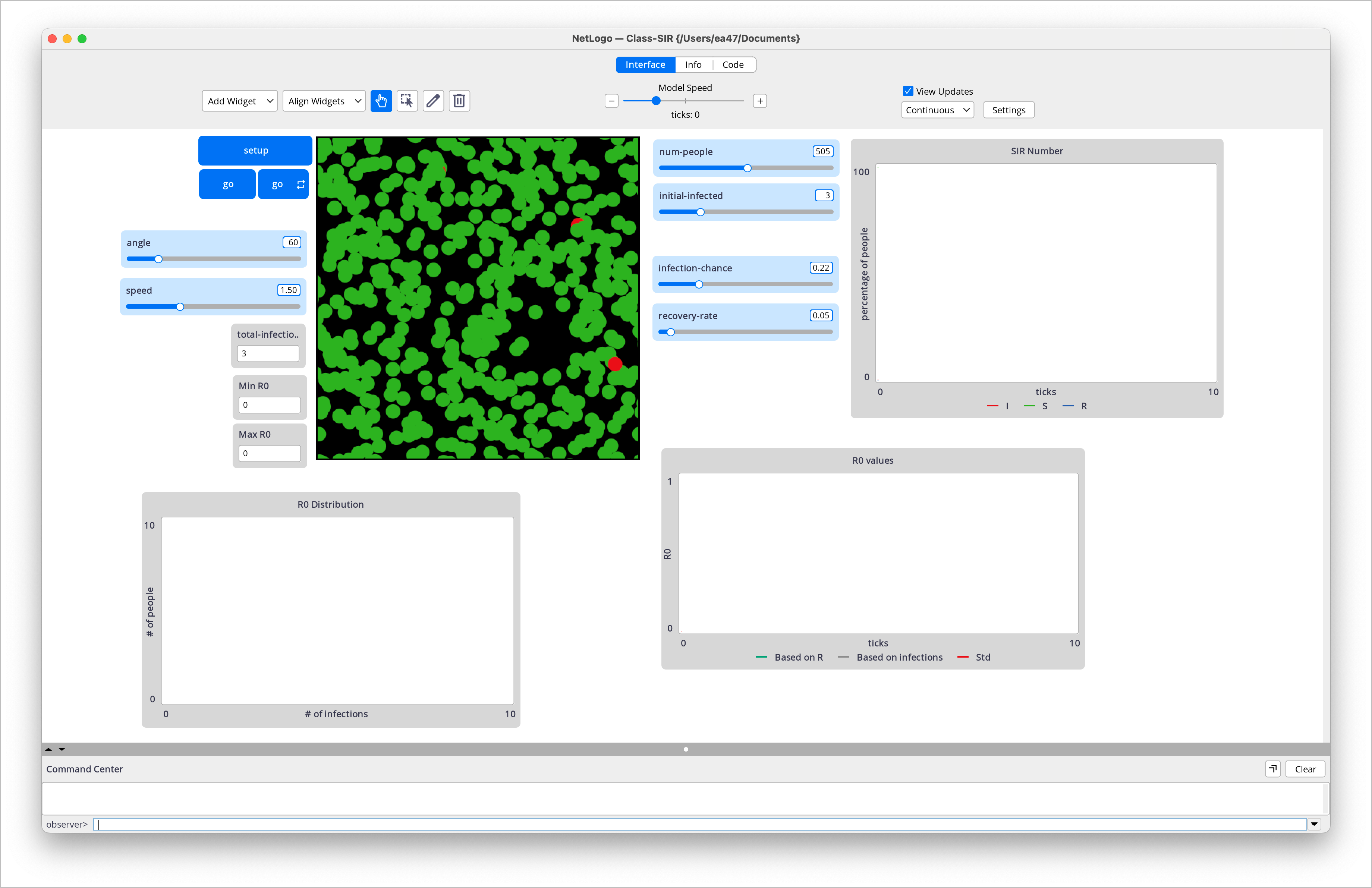 Interface for the SIR model.