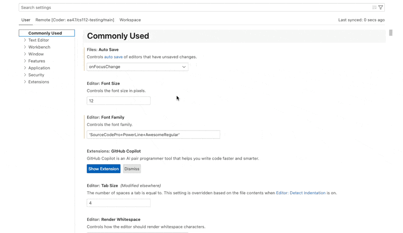Changing C/C++ settings in VS Code